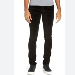 Monfrere Greyson Black Velvet Skinny Fit Jeans Size 31x32 NWT